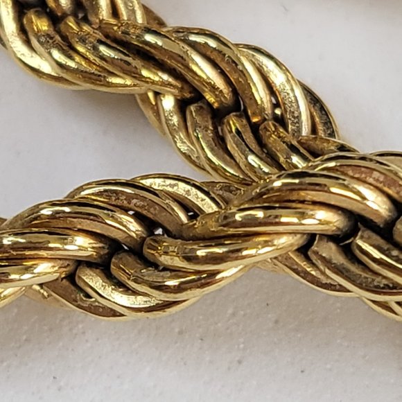 30 inch long gold tone thick rope chain necklace with spring ring clasp - Picture 3 of 4